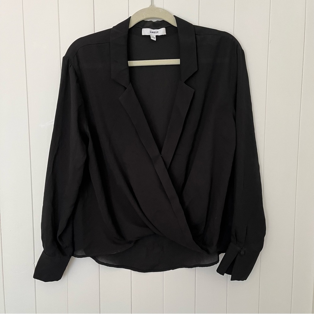 Black Crossover Blouse by Likely - Sz Small